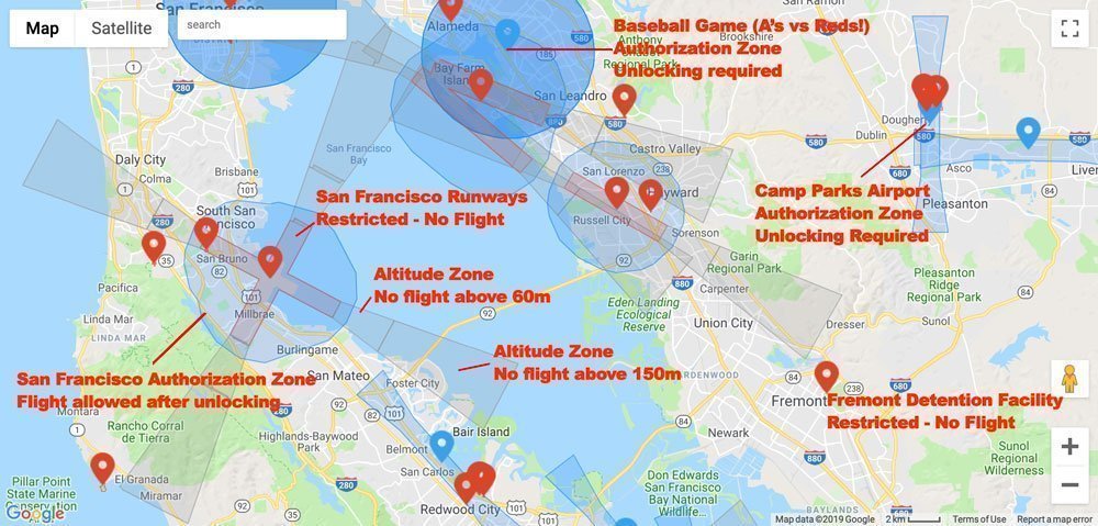 Drone clearance geofencing map