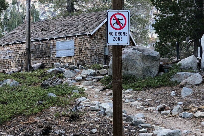 angora lake drone sign