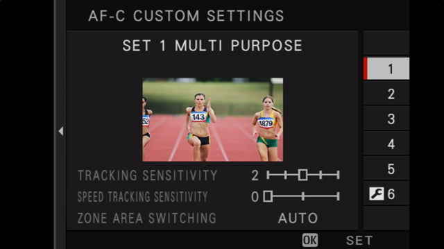 fujifilm afc custom setting