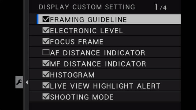 fujifilm display custom setting