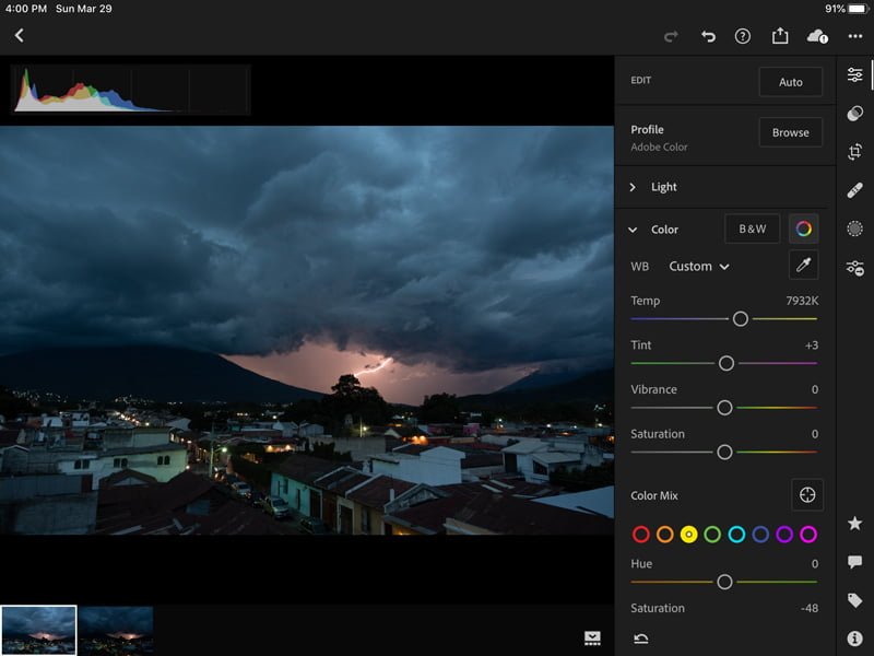 adobe lightroom mobile processing