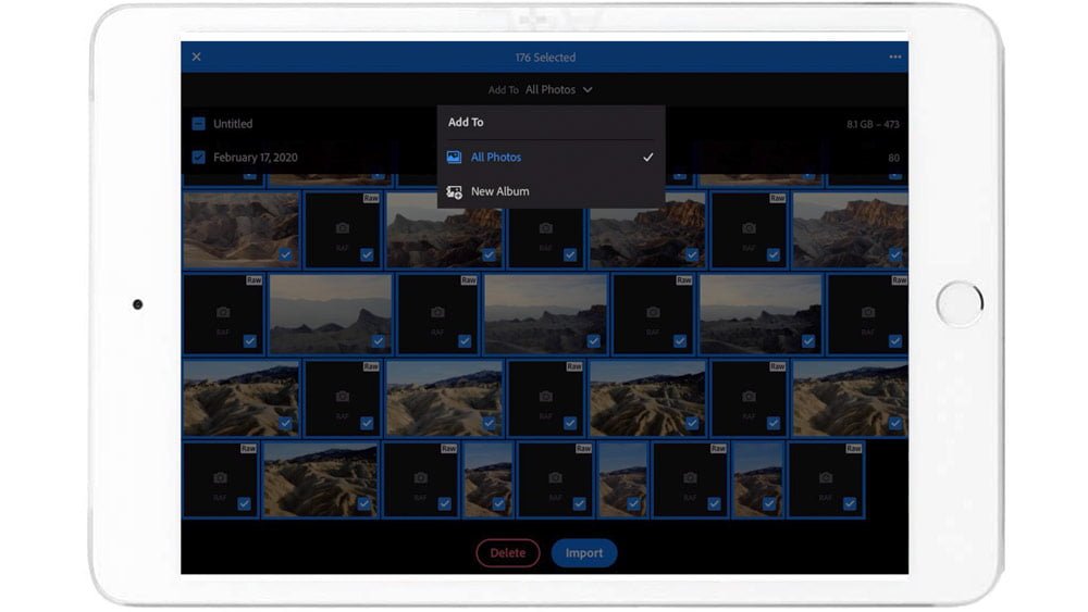 lightroom mobile external photo import