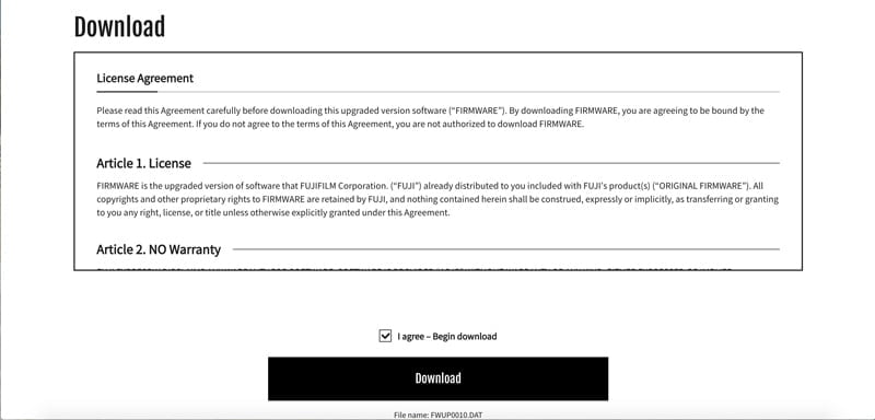 fujifilm firmware download