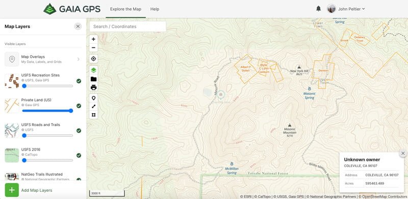 gaia gps private land