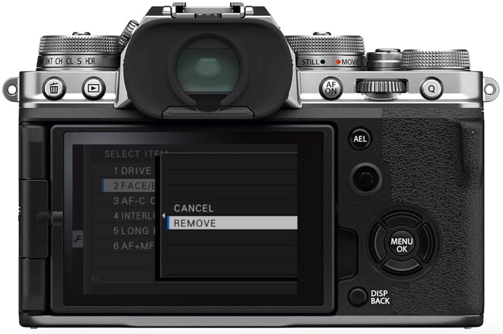 fujifilm my menu remove