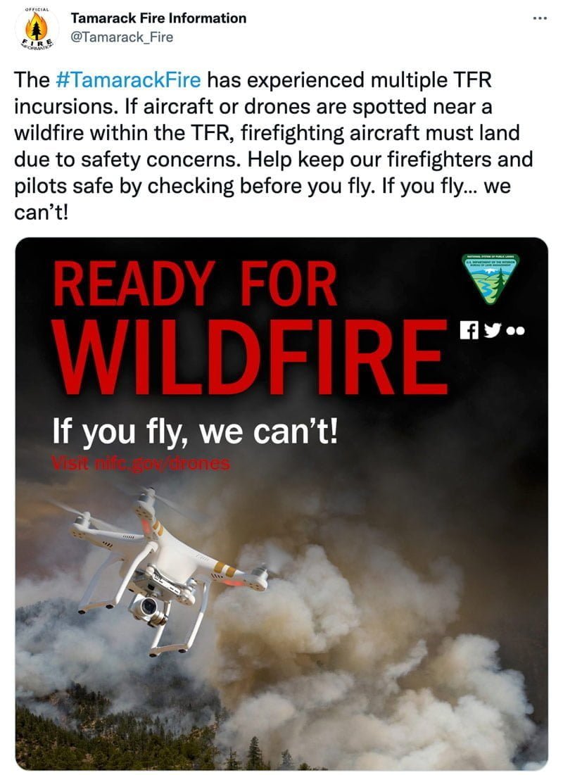 drone wildfire warning
