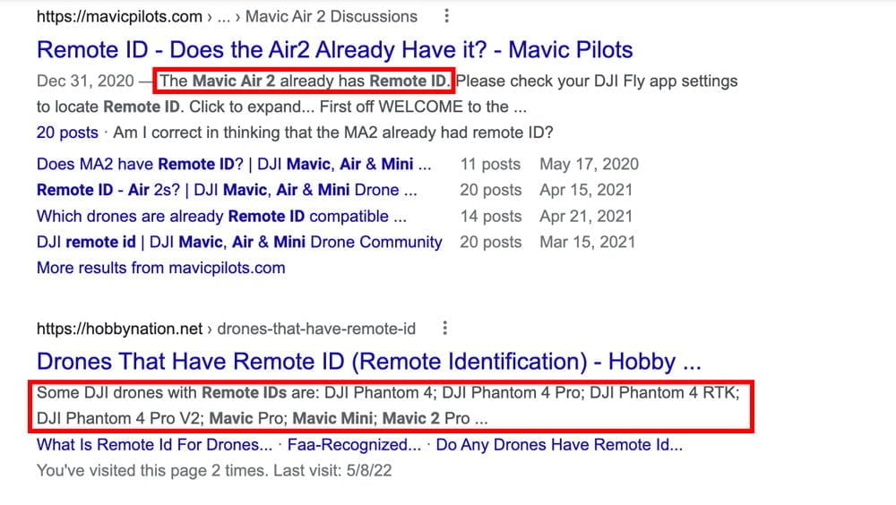 remote id search results