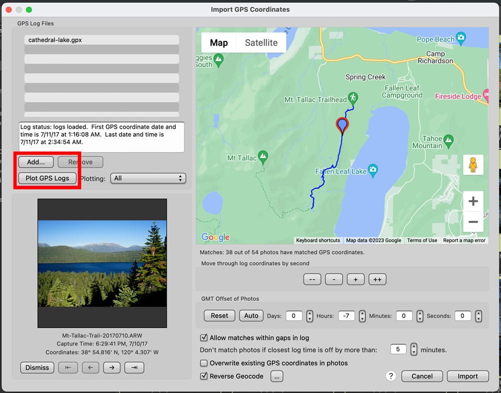 photo mechanic add gps log