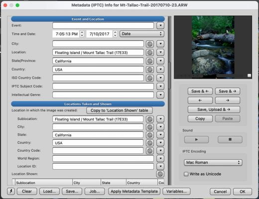 Adding Geolocation Information in Photo Mechanic