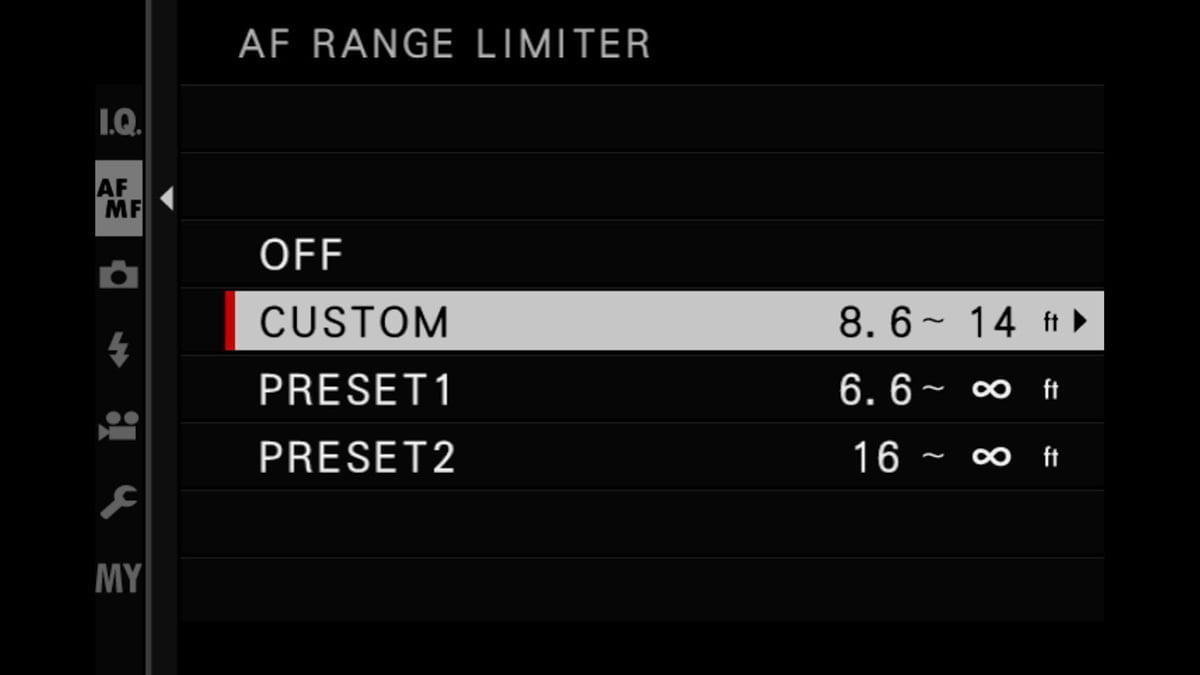 af range limiter submenu