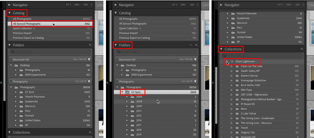 synced photos in lightroom classic