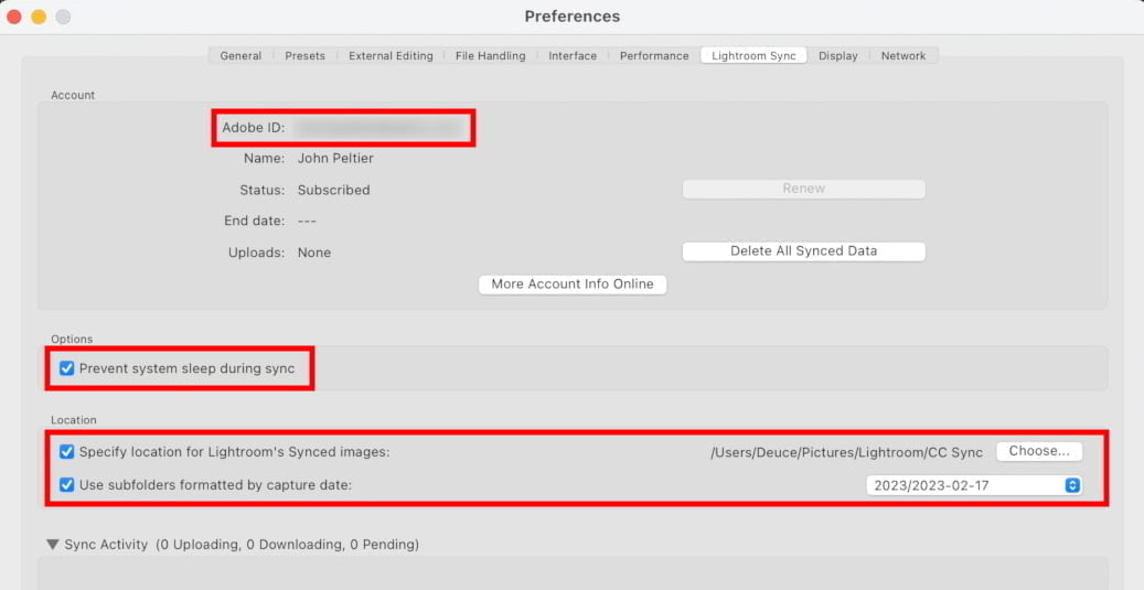 lightroom classic sync preferences