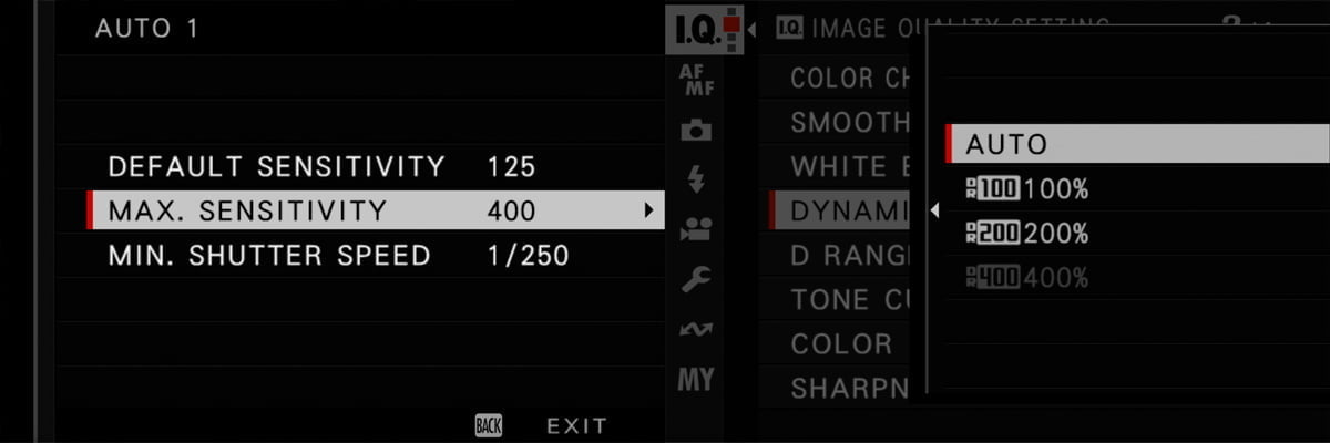 auto iso with dynamic range