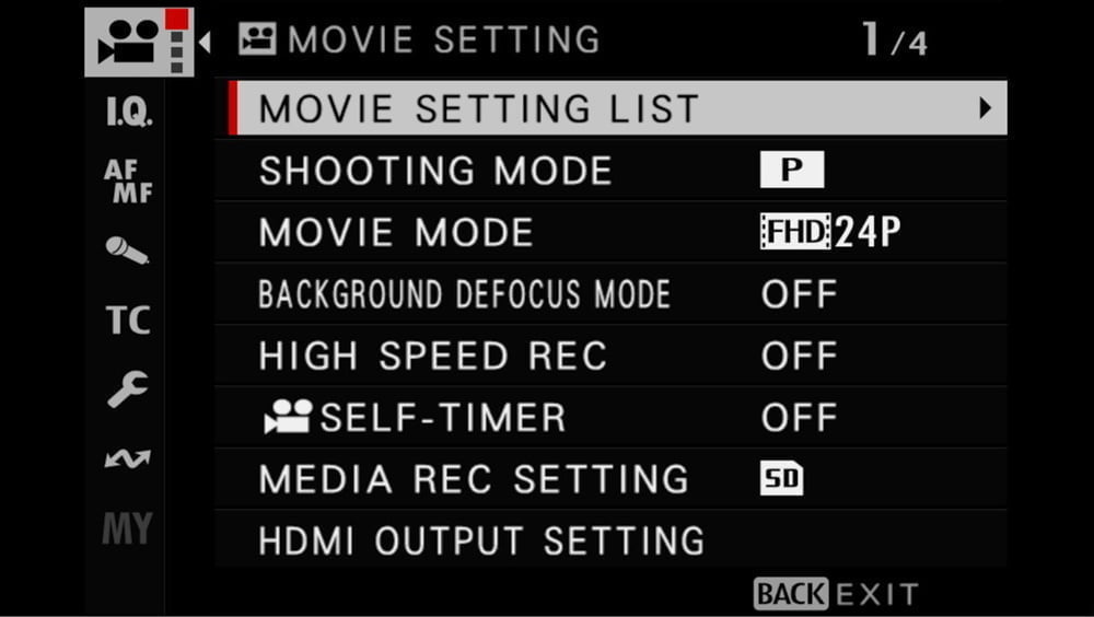 vlog movie settings