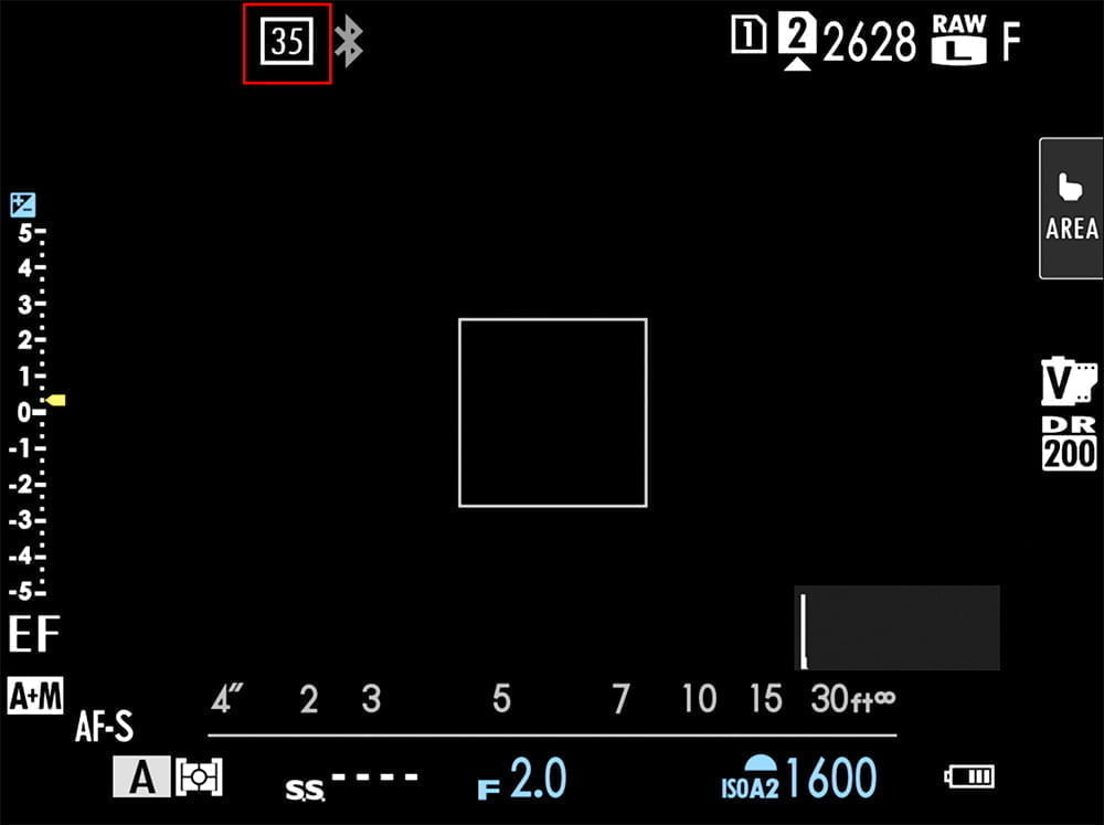 35mm format mode indicator