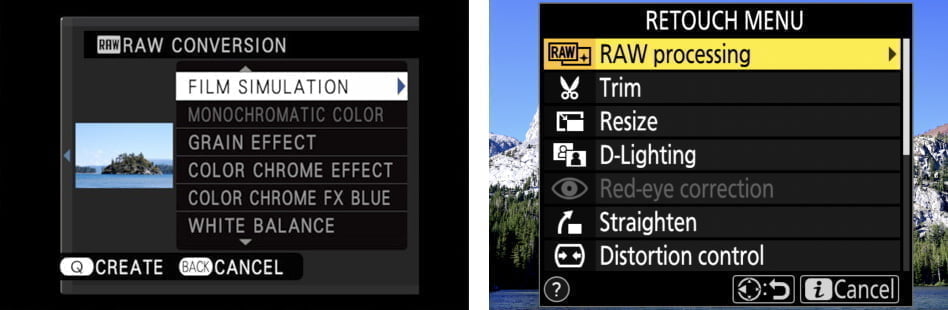 fujifilm and nikon raw retouching