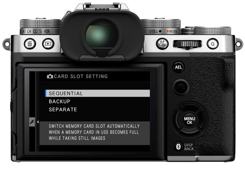 raw + jpeg card slot setting