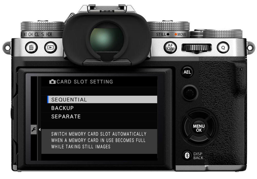 x-t5 card slot setup