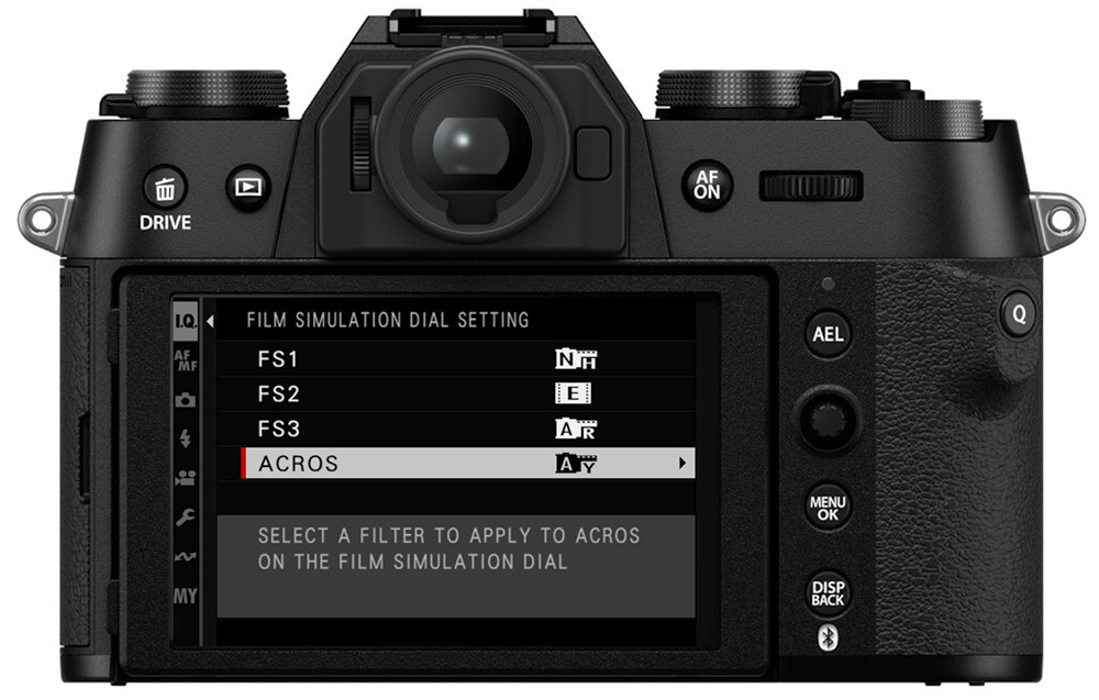 film simulation dial setting menu