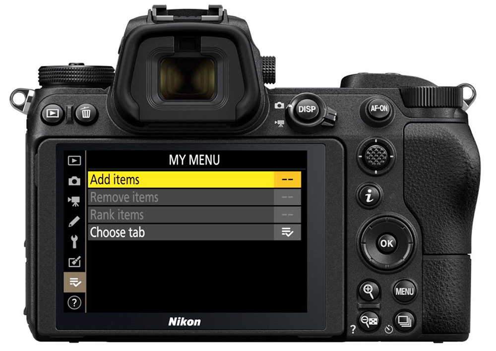 Nikon Z My Menu add items