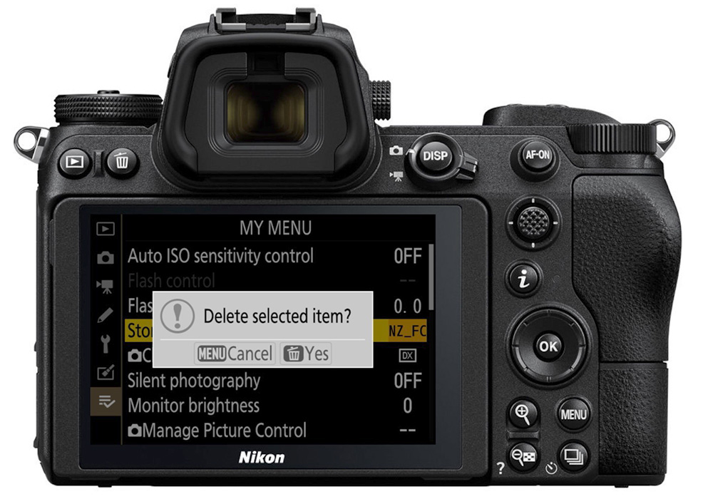 nikon z My Menu delete