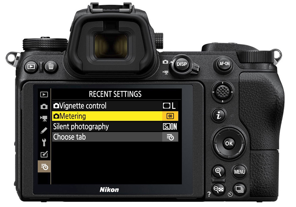 nikon z recent settings